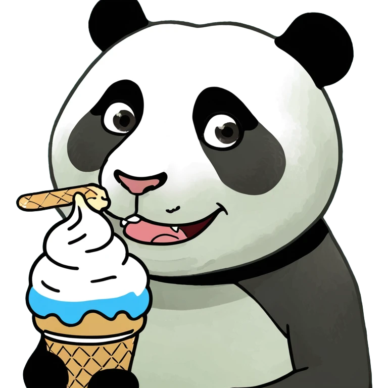 Panda eating ice cream emoji