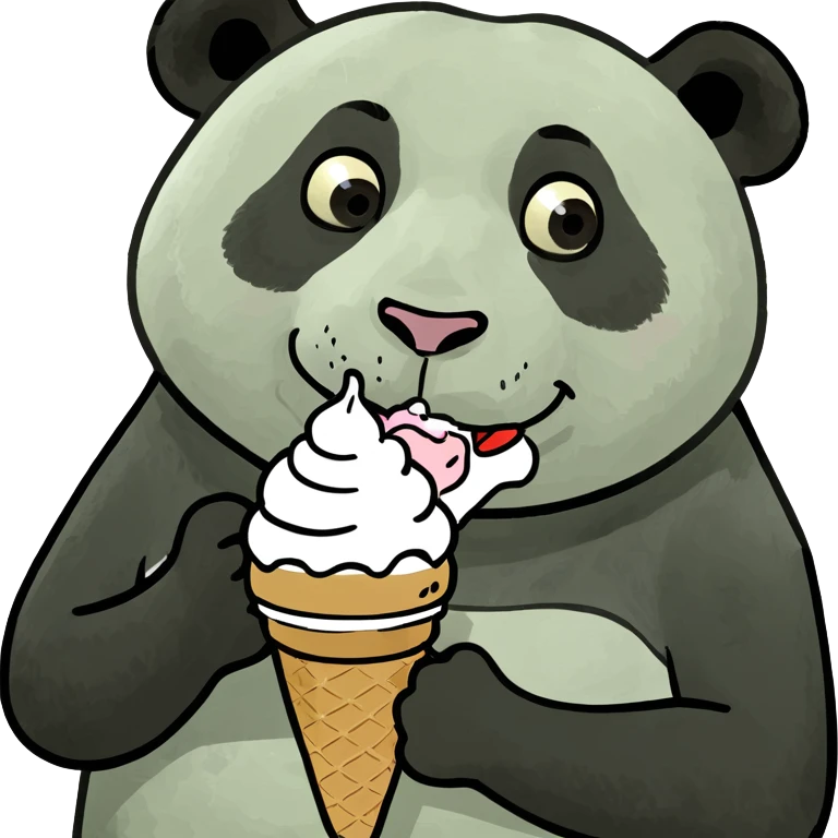 Panda eating ice cream emoji