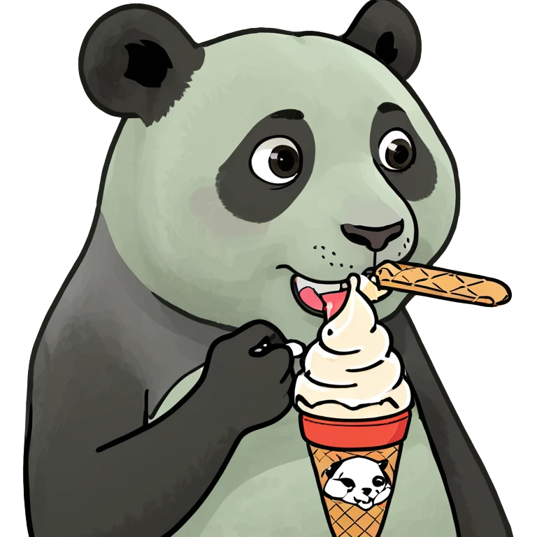 Panda eating ice cream emoji