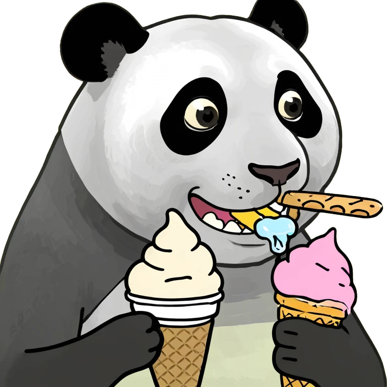 Panda eating ice cream emoji