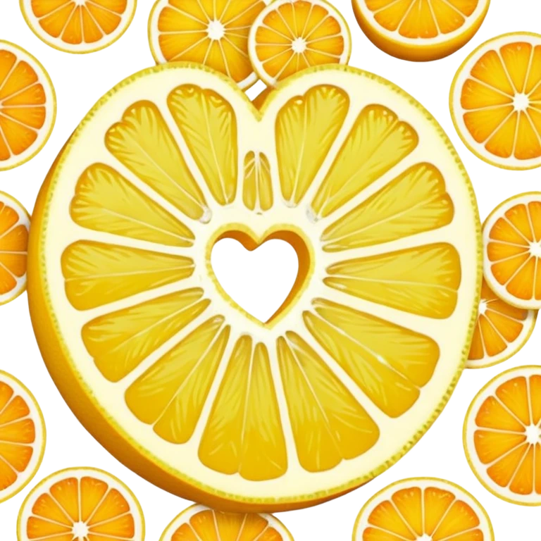 yellow heart with a citrus slice pattern emoji