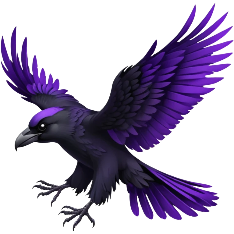 Black  and purple realistic Raven wings emoji