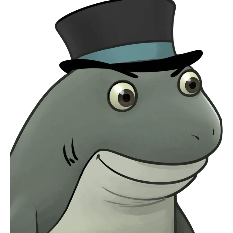 Shark with a top hat emoji