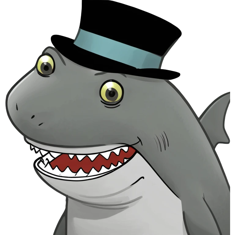 Shark with a top hat emoji