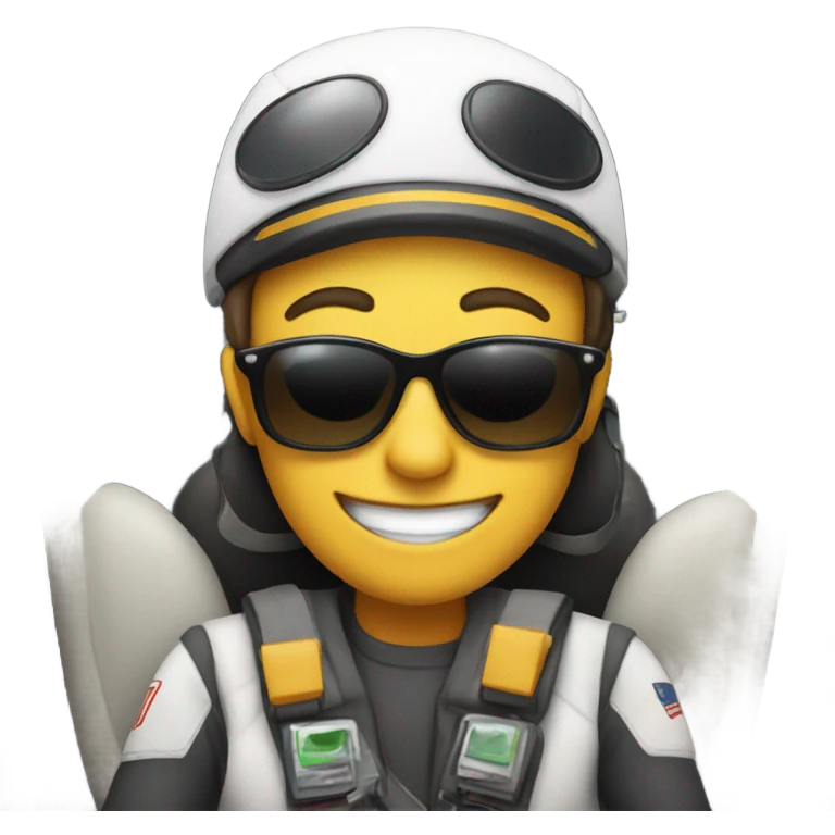 Big with sunglasses flying on a plane emoji
