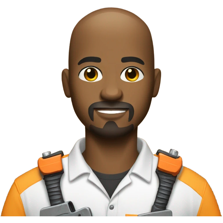 Bald black man with goatee using a chainsaw  emoji