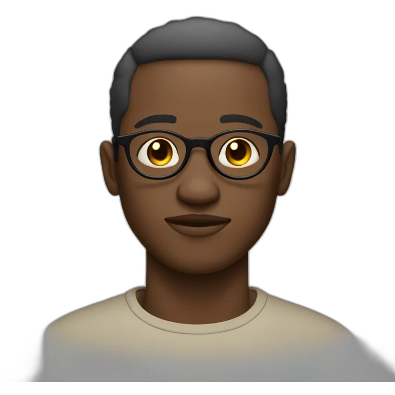 Lights skin African man with short hair in round glasses and a noticeable goatte emoji