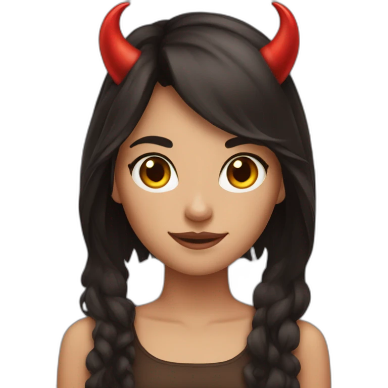 brunette girl with devil horns emoji