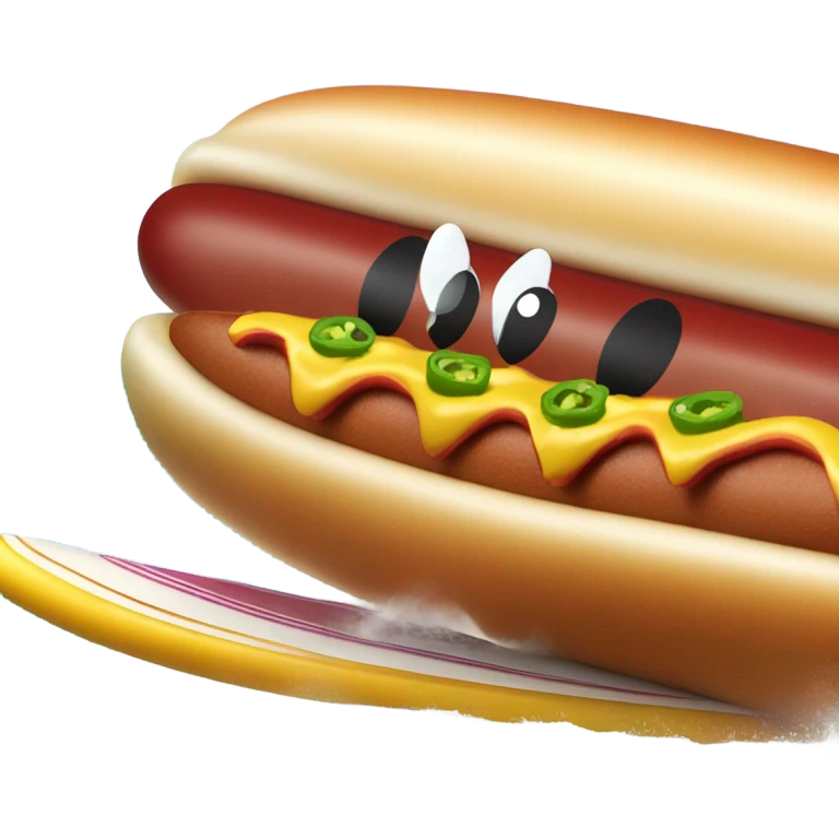 Chili dog on a surfboard emoji