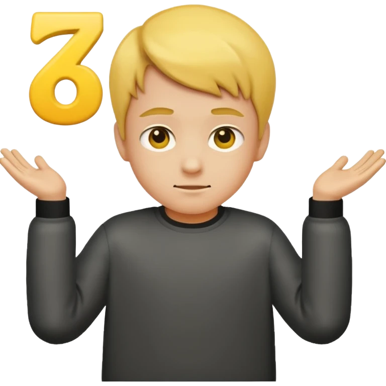 Make the boy shrug emoji have the letters 6 and 7 above his hands the 6 on the right hand and 7 on the left hand emoji