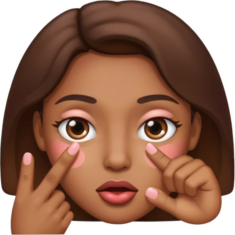 Blushing face with finger bite and eye squint emoji