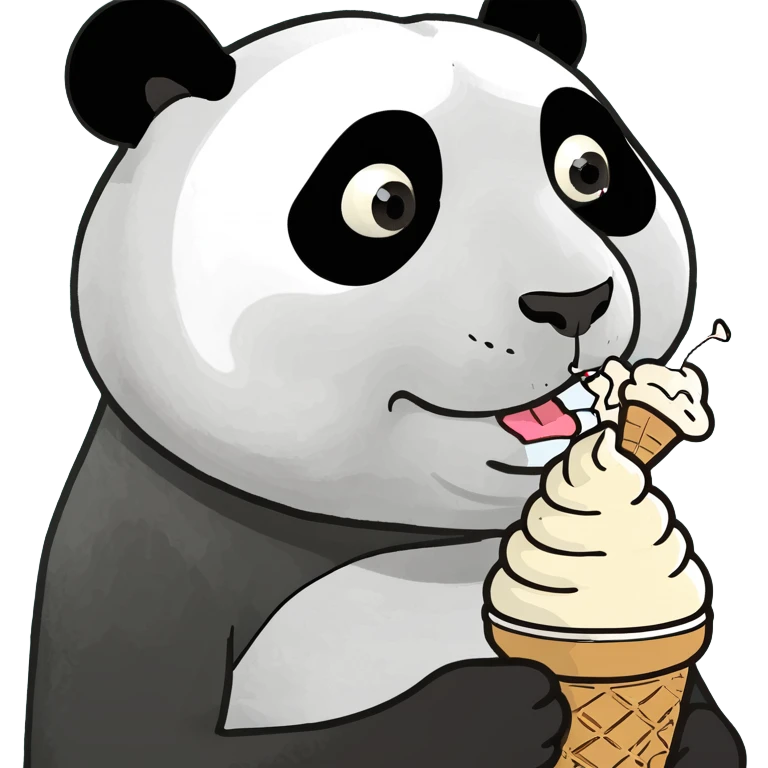 Panda eating ice cream emoji