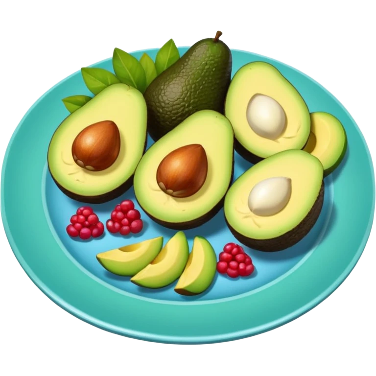 plate with avocado and fruit emoji