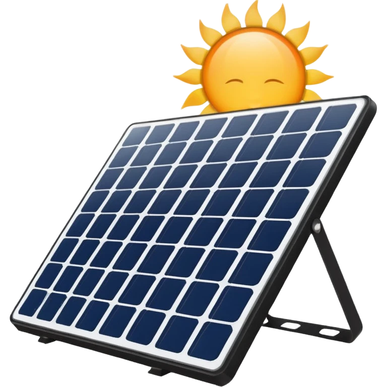 sleek solar panel with white lines, reflecting the sun emoji