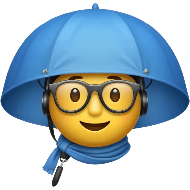 Erstelle mir einen Fallschirmspringer im emoji style mit Helm und Brille auf dem kopf und einem Tuch vor dem mund emoji