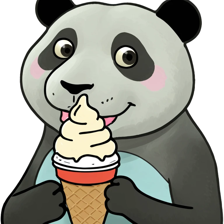 Panda eating ice cream emoji