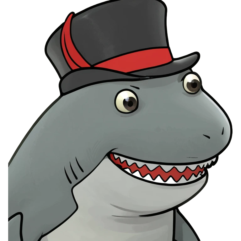 Shark with a top hat emoji