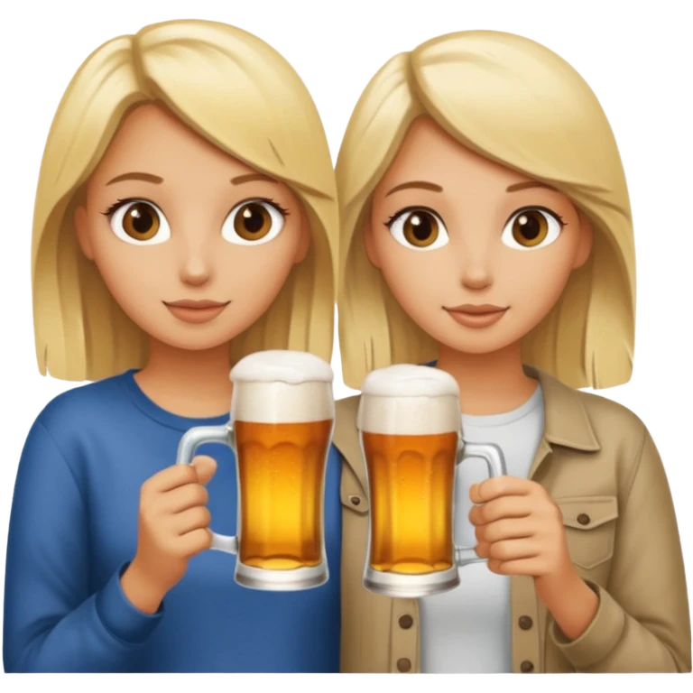 Two blonde girls best friends drinking a beer  emoji