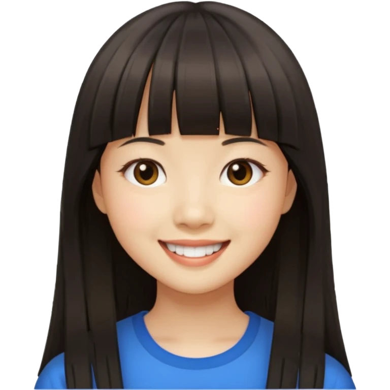 asian girl blunt fringe long hair emoji