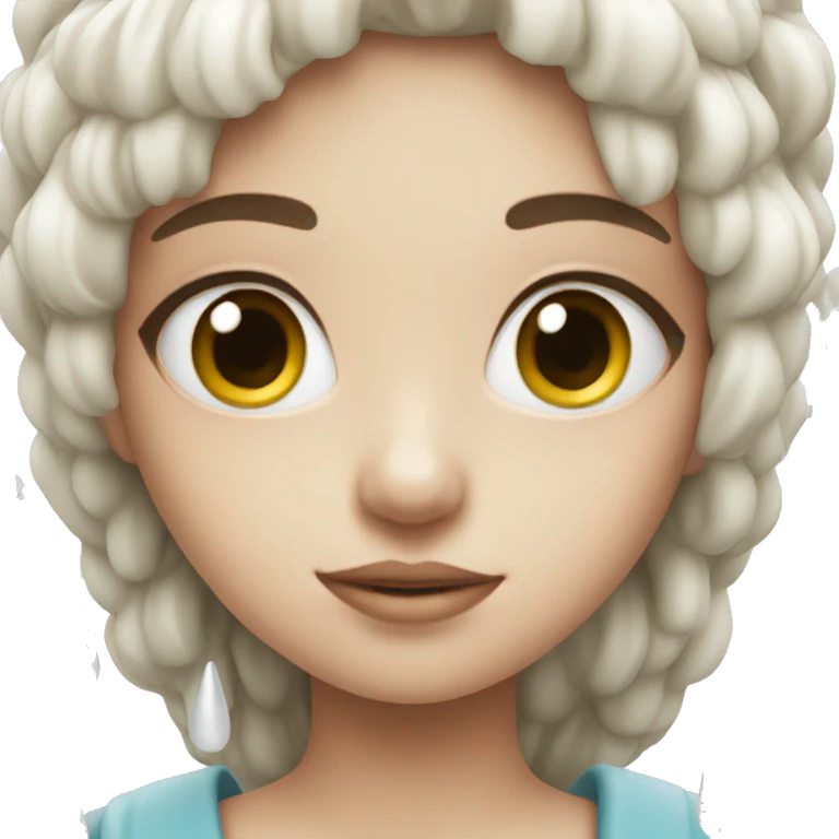 girl next to white drops emoji
