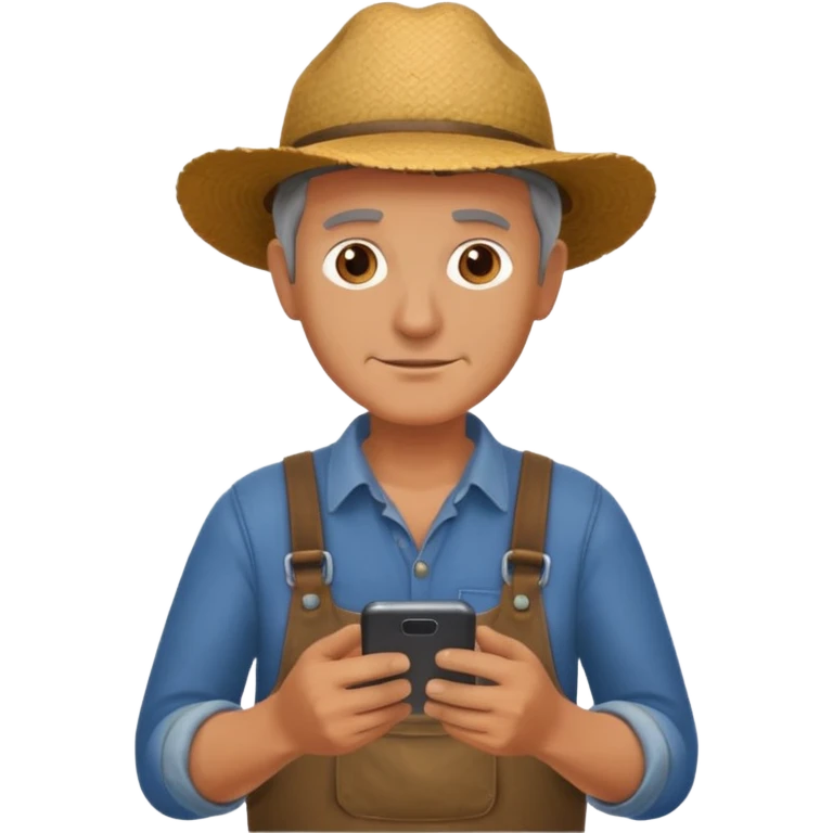 a simple and expressive emoji of a farmer holding a smartphone emoji