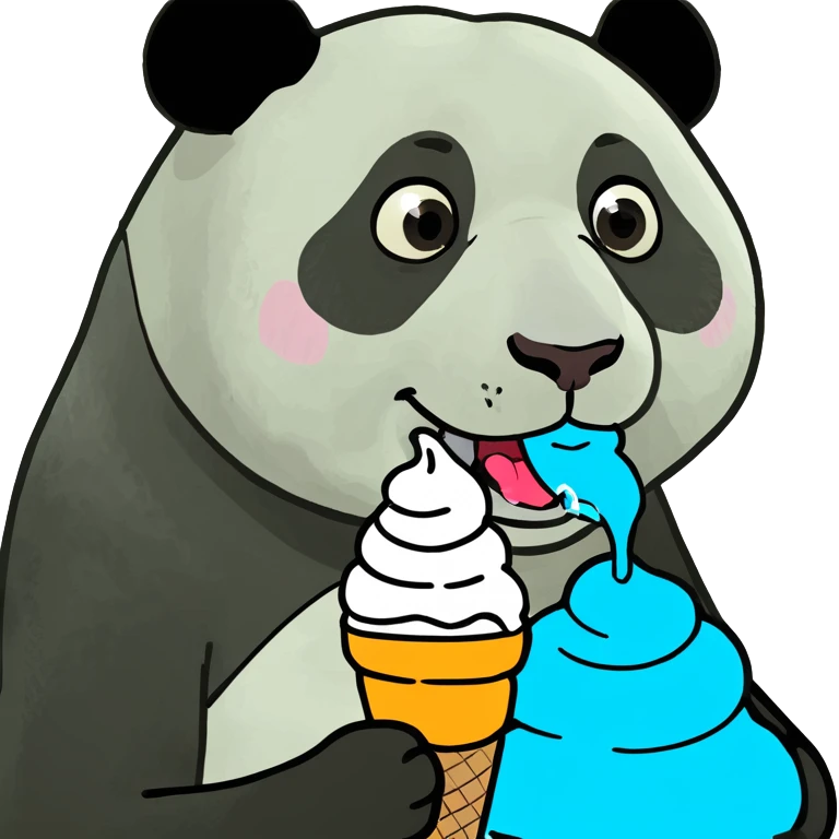 Panda eating ice cream emoji