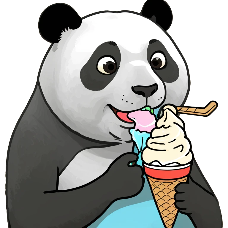 Panda eating ice cream emoji