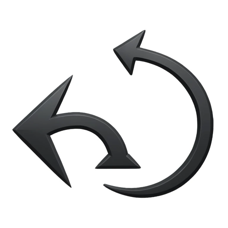 curved arrow, chalk texture, white on dark background emoji