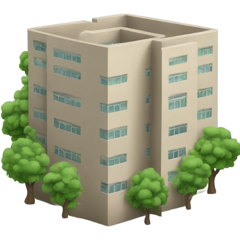 building with many trees emoji