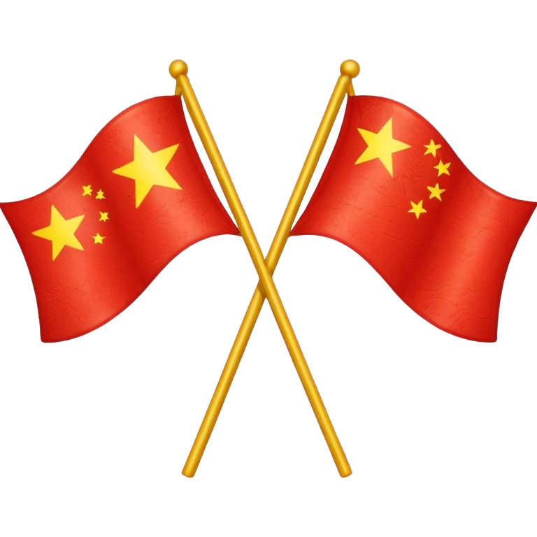 crossed Russian and Chinese flags, emoji style, bright and clear, no ...