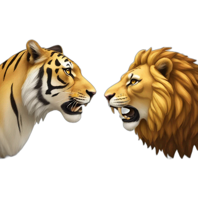 Un lion et un tigre entrain de s'an brasser emoji