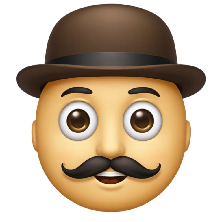 a smirking emoji with a twirly black mustache and a monocle emoji