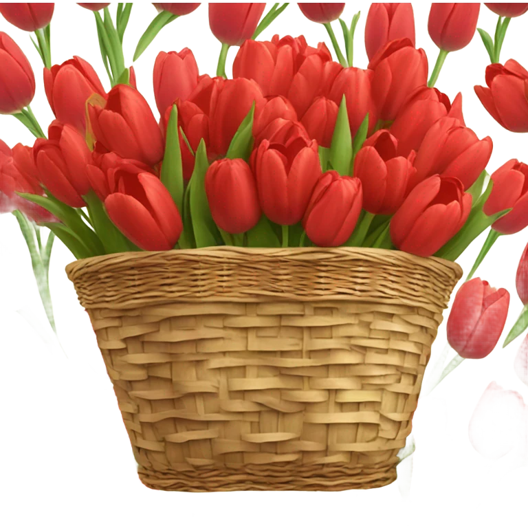 Red tulips bouquet in basket the same as the white ones you gave me without the bow. Tulips only in basket emoji