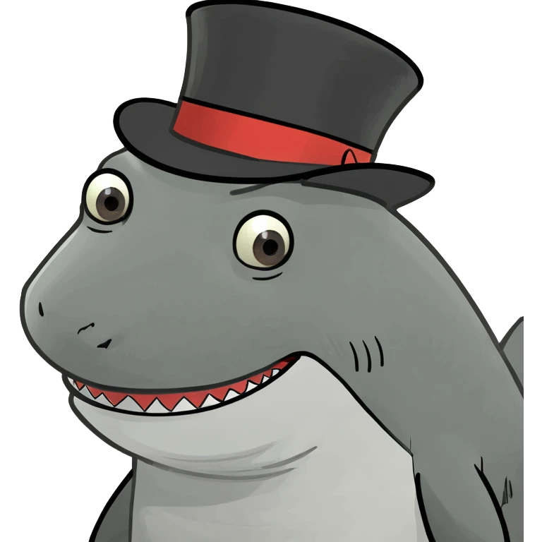 Shark with a top hat emoji