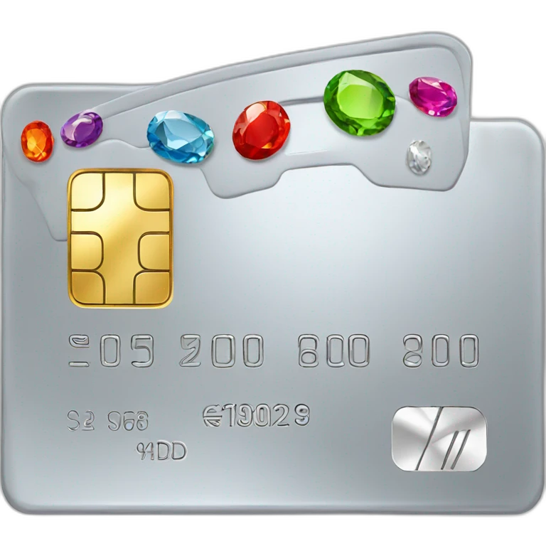 Silver credit card with gems emoji