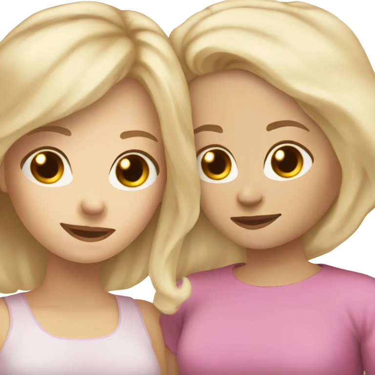 White mom blonde hair daughter brown with brown hair sleepover emoji