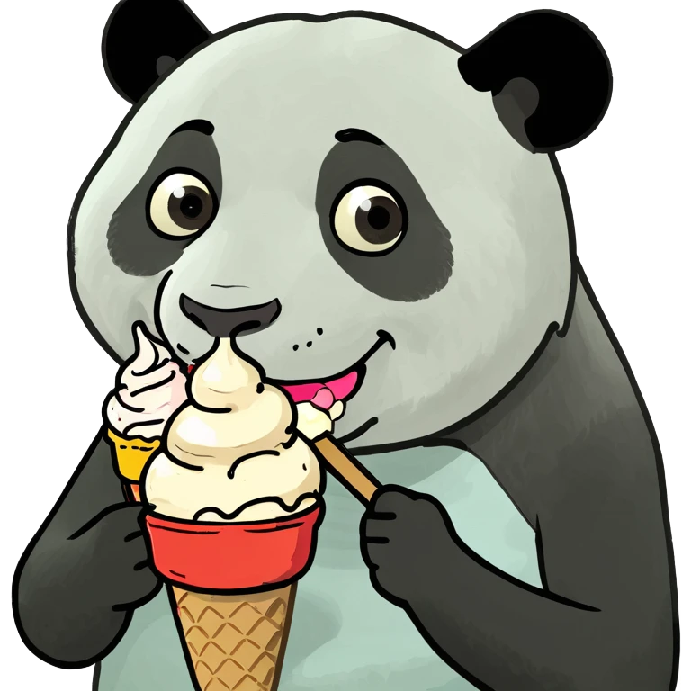 Panda eating ice cream emoji