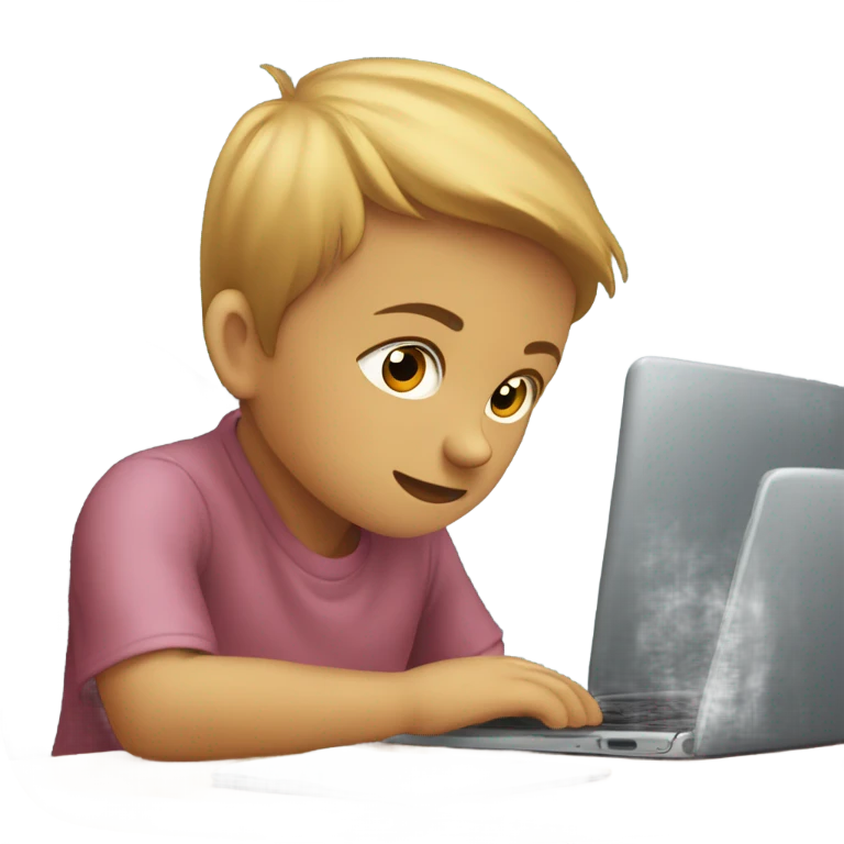  small child thinking with laptop emoji