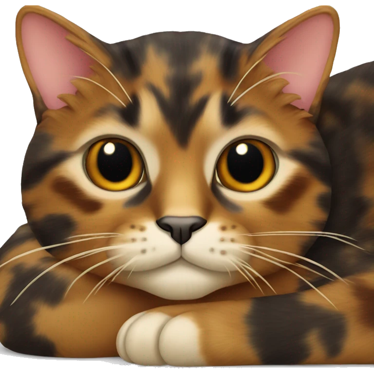 tortoiseshell cat laying down emoji