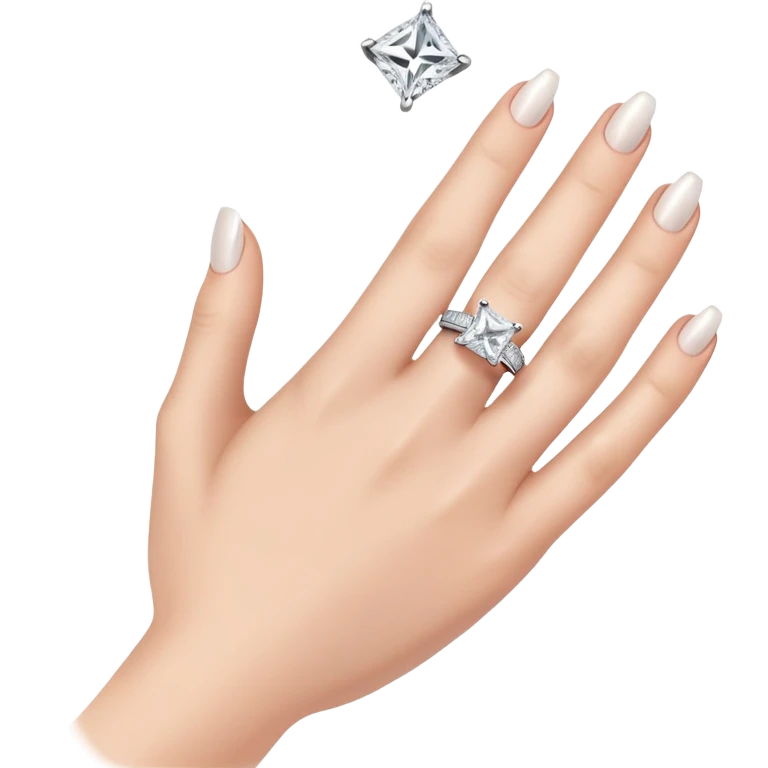 Princess cut engagement ring on hand emoji