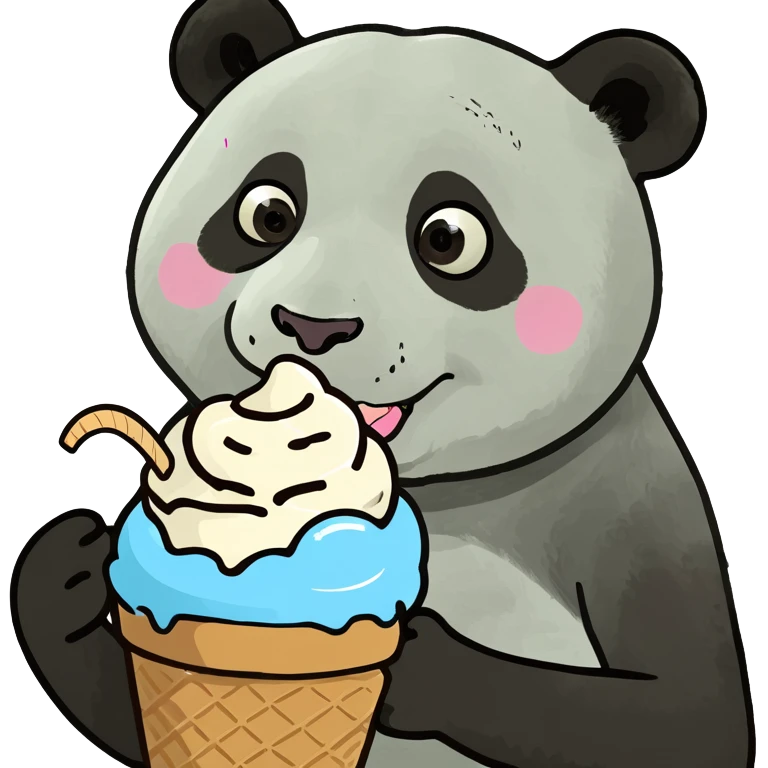Panda eating ice cream emoji