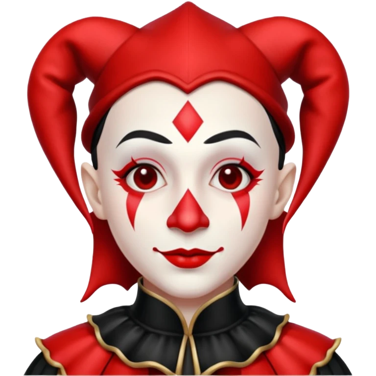 Jester, black and red and white emoji