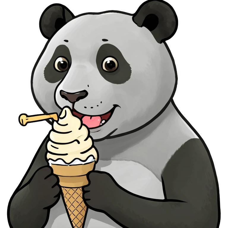Panda eating ice cream emoji
