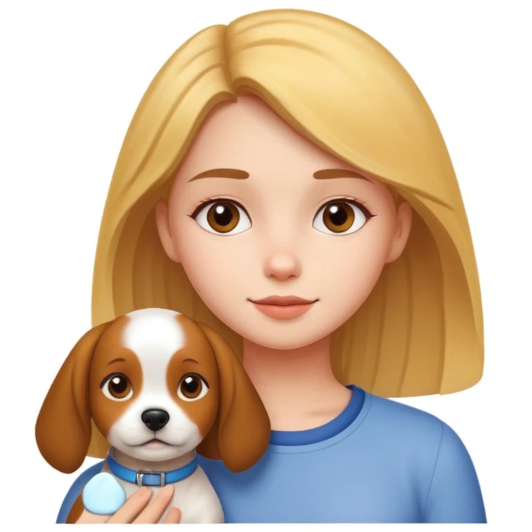 girl and dog posing cute emoji