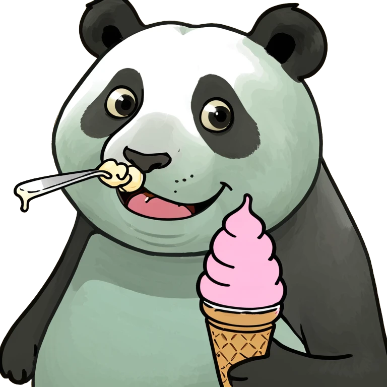 Panda eating ice cream emoji