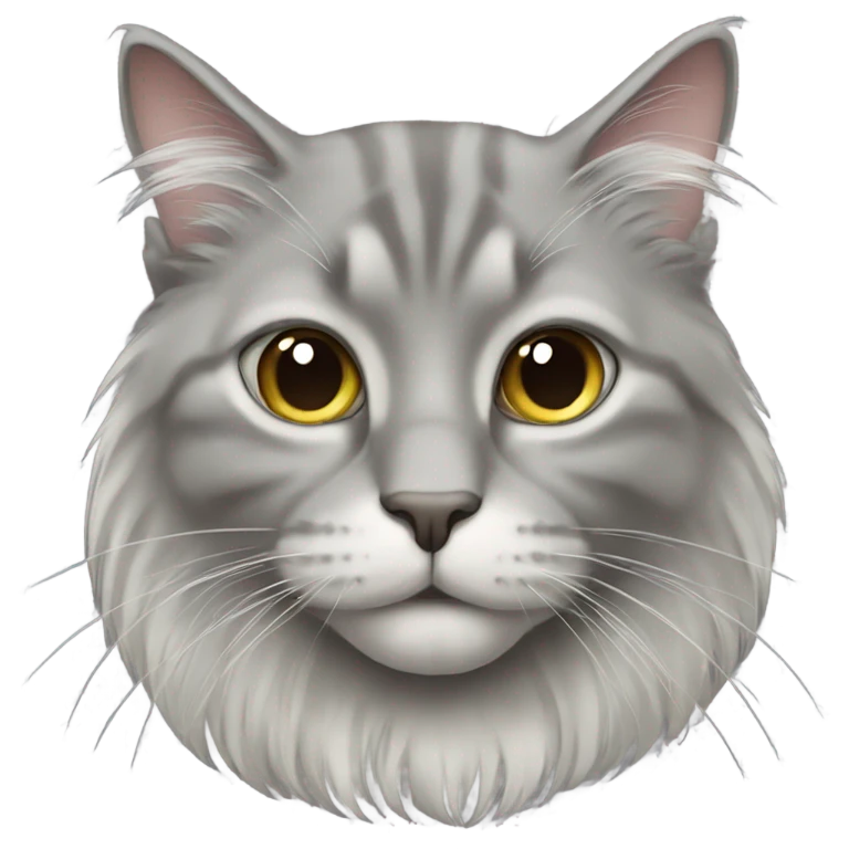 Grey long haired cat  emoji