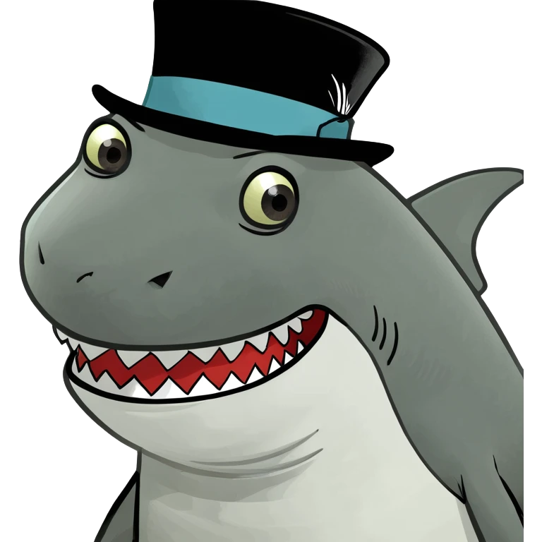 Shark with a top hat emoji