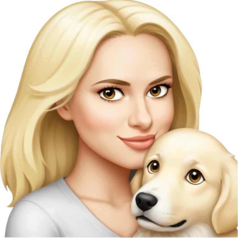 Person with white golden retriever.  emoji