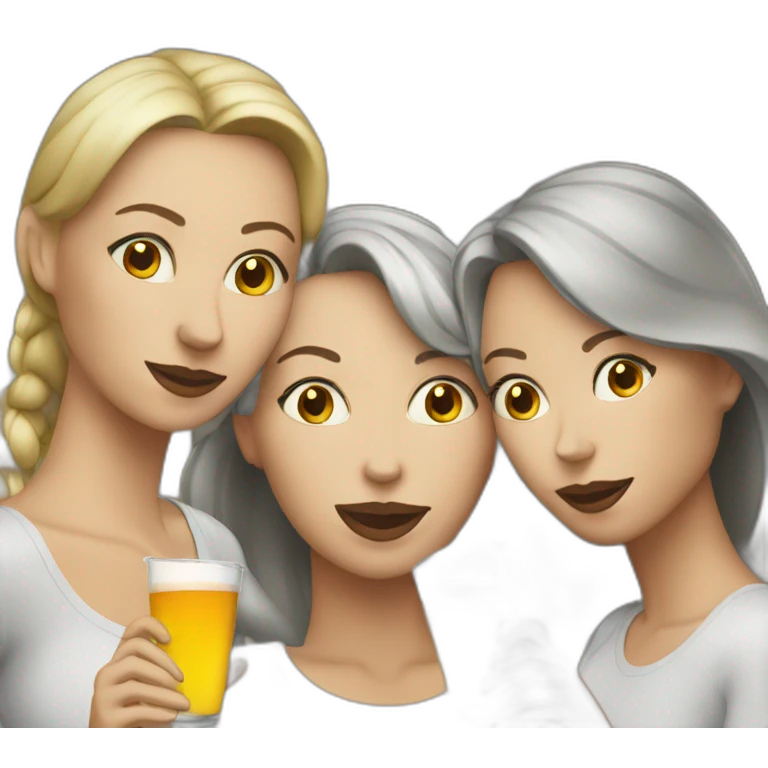 4 white women drinking emoji