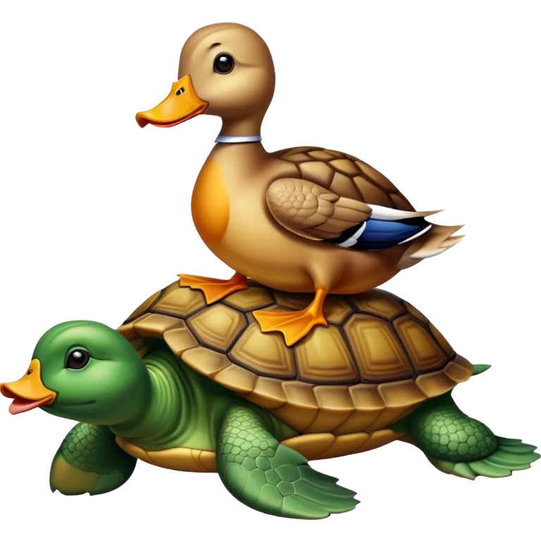 Duck sitting on turtle emoji